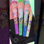 Aquarium Liquid Glitter Powerpuff Girls Nail Art #nailart #naildesign #aquariumnails #powerpuffgirl