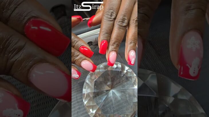 Christmas Red French Tip Nail Design on Builder Gel Nails | Itz Sirap