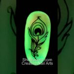 Colorful Feather Glow in-the-dark Stamping Nail Art with Dry Coloring Pigment overtop Sticky Gels