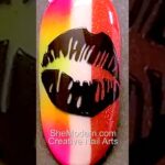 Cool Lips Effects Nail Art with Semi-Gel Non-Stick Stamping Polish and Pigment Adhesive Base Gel