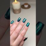 Midnight Emerald Waves Nails, link in bio