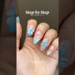 Step by step nail tutorial on these blue spring nails💙🦋 #nails #nailgelart #naildesign