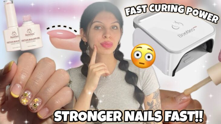 I Tried the NEW Beetles Pro Nail Lamp… This Happened 🐝 Short Spring Natural Nail Art Tutorial