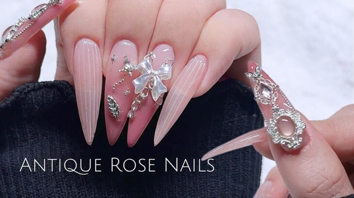 B.Nail | 엔틱 로즈 네일  🌹✨자석젤로 영롱한 원석 느낌 내는 방법! / 셀프네일 / 네일아트