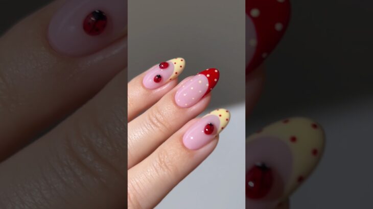 🐞🌤️ ladybug polka dot #nails #nailart #naildesign