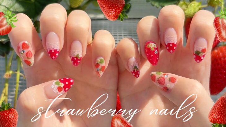 【100均だけ】かわいい苺ネイル 🍓Strawberry Nails