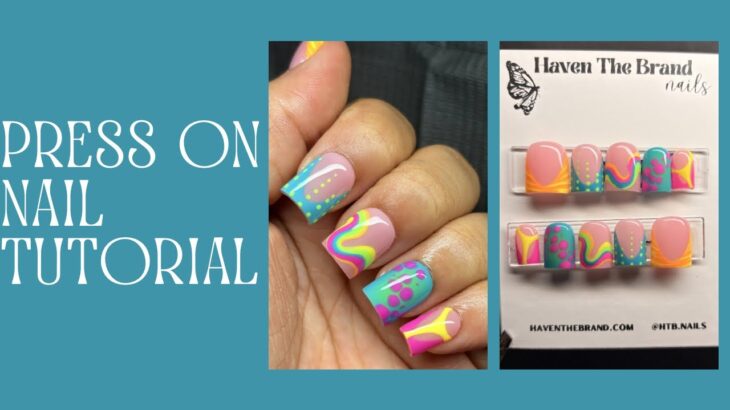 HOW TO: Press On Nail Tutorial! Colorful , abstract, airbrush, blooming gel design |HavenTheBrand✨