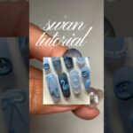 step by step blue swan nail art tutorial🦢🩵 #nails #gelnailart #nailtutorial #dtyn