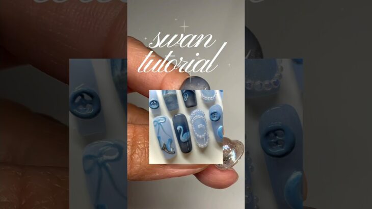 step by step blue swan nail art tutorial🦢🩵 #nails #gelnailart #nailtutorial #dtyn