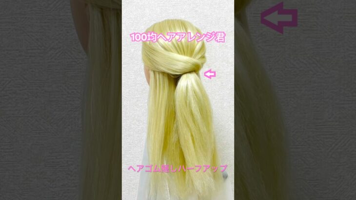 ヘアゴム隠しハーフアップのやり方【100均ヘアアレンジ君】 #簡単ヘアアレンジ #ハーフアップ #shorts
