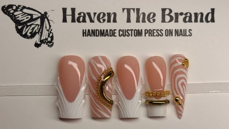 HOW TO: Press On Nail Tutorial! Chrome,3d lines, abstract line, double bangle nails |HavenTheBrand✨