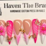 HOW TO:Press On Nail Tutorial! butterfly, 3d lines/flower, vacation nails,airbrush|HavenTheBrand✨
