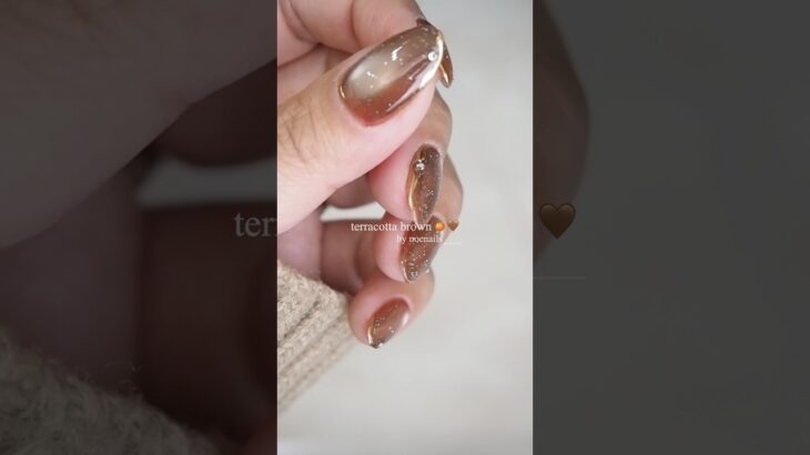 【100均ジェル使用】大人テラコッタブラウン🍊🤎#セルフネイル#マグネットネイル#ネイル#nails#美甲