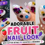 Cutest Fruit Nails Ever 🍓✨ Easy Gel Nail Tutorial (Milky + Glitter Details)