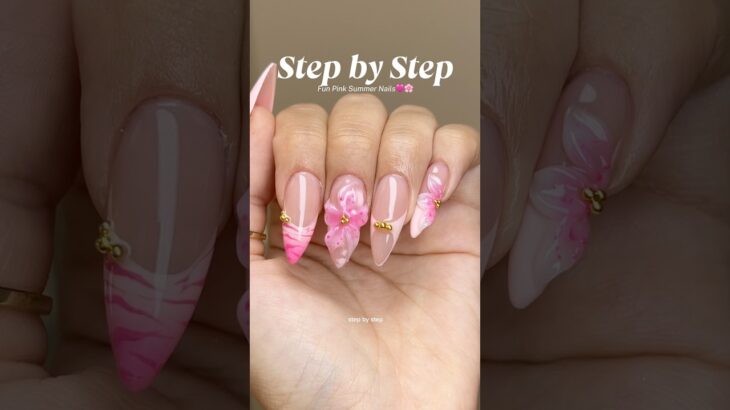 Pink summer nail tutorial🌸🩷 products from LTANAILS.com ! #nails #naildesign #nailtutorial
