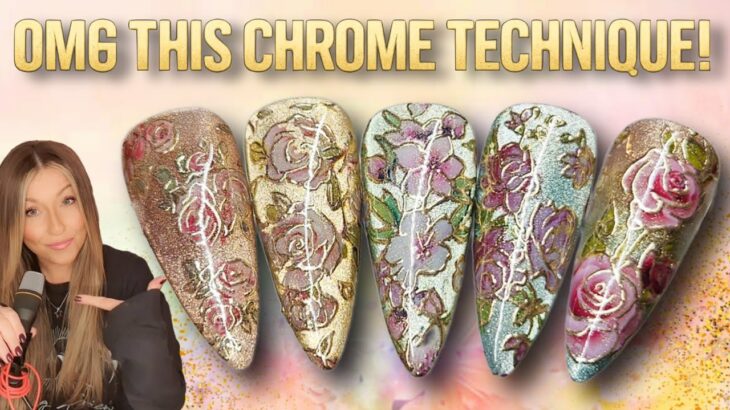 🌼 BEAUTIFUL Chrome Guilded Flower Nail Art | Cateye & Foil Gel Spring Nails
