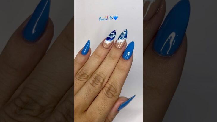 OCEAN NAILS 🌊🧜🩵💙🧜🏽🐟 #unhas #nails #unhasnaturais #unhasdecoradas #shorts