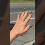 studded nails for the desert 🌵 dndgel olive green #nailart #nailinspo #greennails #westernstyle