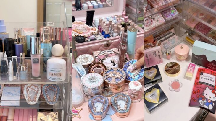 ASMR MAKEUP STOCKING & ORGANIZING VANITY 🎀