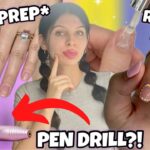 Beginner Nail Prep + Rubber Base Overlay on Natural Nails | MelodySusie Compact Pen Nail Drill Test