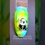 Cute Panda and Glitter Bamboo Trees Nail Art with Non-Stick and Sticky Semi-Gel Stamping Polishes