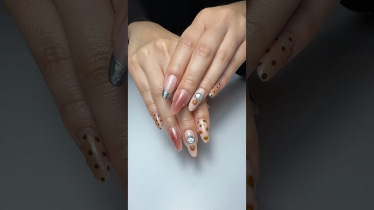 Dark nude, hard structure gel, almond dual form, nail extensions, nail art