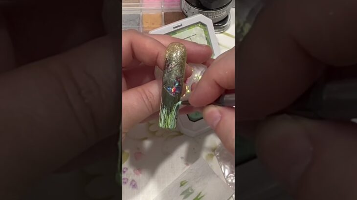 Forest garden #nails #nailart #naildesign #gelpolish #temu #cateye #stickers #pallet