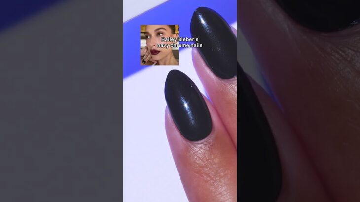 Hailey Bieber’s navy chrome nails