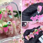 MY FIANCE PICKS MY NEXT PRESS ON NAIL SET! CUTSIE PINK CHERRY NAIL ART| BEGINNER TUTORIAL