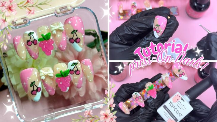 MY FIANCE PICKS MY NEXT PRESS ON NAIL SET! CUTSIE PINK CHERRY NAIL ART| BEGINNER TUTORIAL