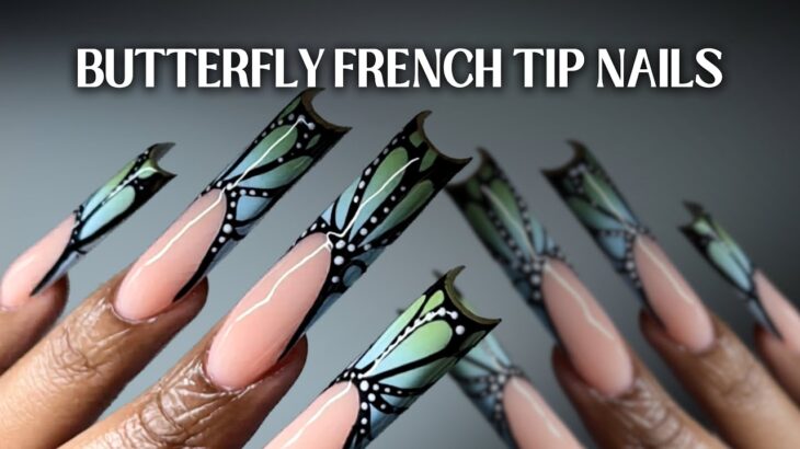🦋 Butterfly french tips ⟡ polygel nail extensions | spring nail art tutorial ✨
