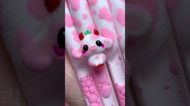 🍓✨ STRAWBERRY MILK BABY COW DRIP 🐮💗✨ #nailgelart #nailart #nails #naildecoration #diy #fyp