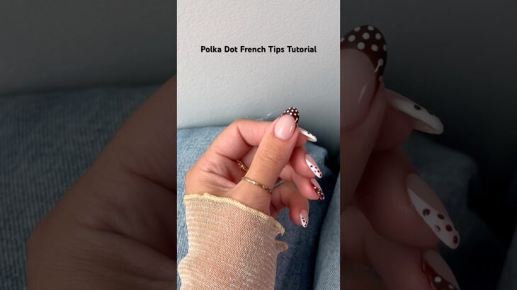 So obsessed with polka dot French tips 🎀🍦🤎 #shorts #polkadot #nails #frenchtips #nailart #tutorial