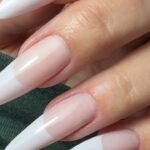 Doing my nails, hard structure gel, almond dual form, nail extensions, French nail design ￼
