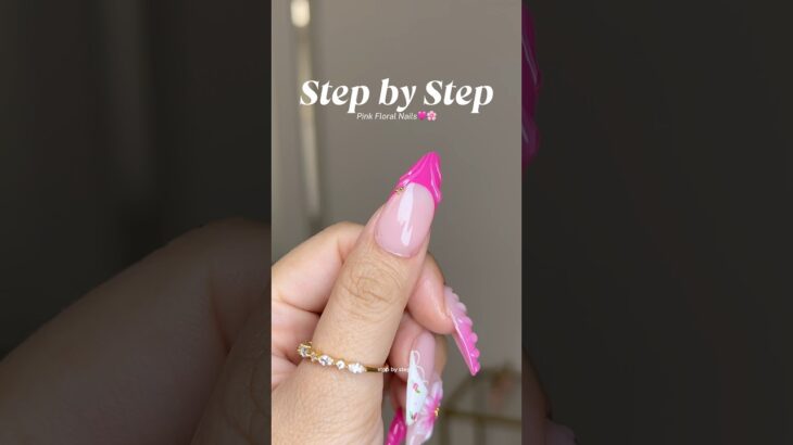 Pink floral ￼nails for spring🌸💅🏻 #nailart #nailgelart #nails