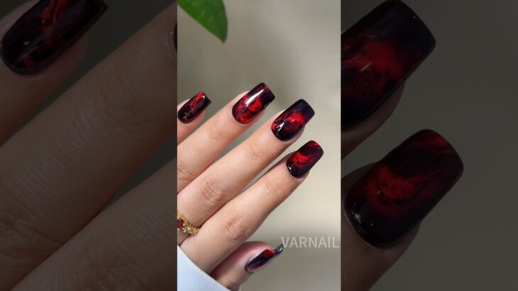 Easy Marble Effect! 🖤♥️ Unlock another usage of Our Wave Gel Polish! 🌊#naildesign #marblenails