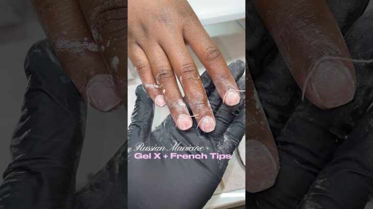 Gel X + Russian manicure tutorial 🌸 #nailtutorial