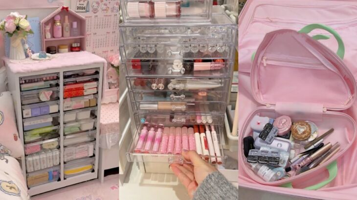 ASMR MAKEUP STOCKING & ORGANIZING VANITY 🎀