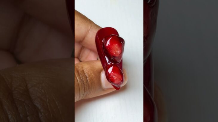 pomegranate nail art ❤️✨#fruitnails #nailart #diynails #nailtutorial #gelnails