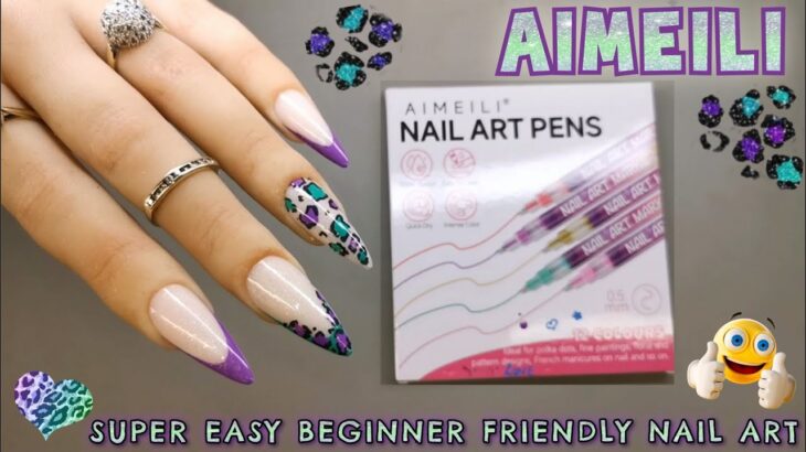 EASIEST BEGINNER FRIENDLY SUMMER LEOPARD PRINT NAILS Ft. Aimeili nail art pens