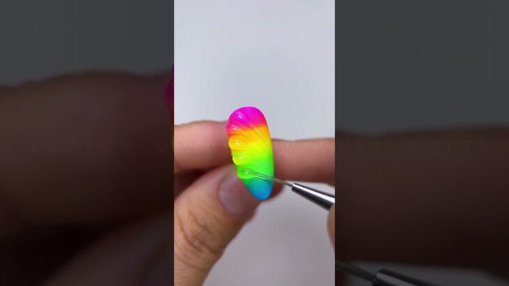 🌈 Neon Ombre 3D Swirl Nails💅 Is it your go to Summer vibe? 😻