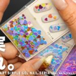 セリア夏ネイルに超絶可愛いカラフルハートが実は分厚すぎるので、現実はこれ。一粒の破壊力が好き