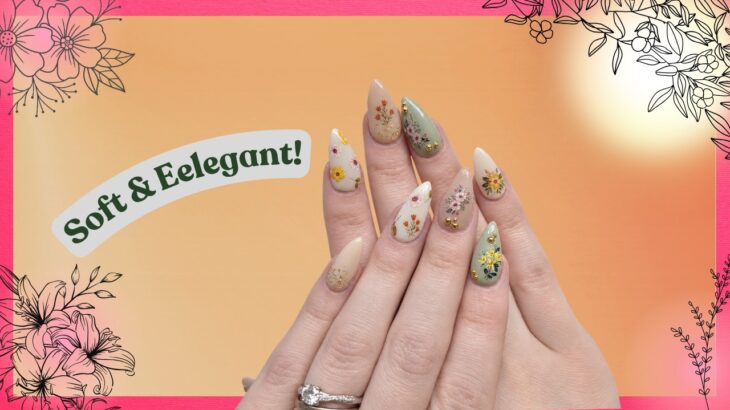 Watch Me Work | Whimsical Floral Nails ✨ Neutral Cottagecore Nail Art Design