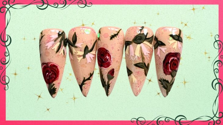 Birth Flower Nail Set 🌹 Rose and Honeysuckle for June | Beginner Nail Art Tutorial