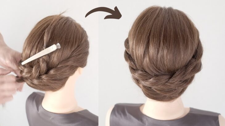 [Elegant Hairstyle] Rope Braid Updo for Medium Hair | Sophisticated Hairstyle for Weddings & Parties