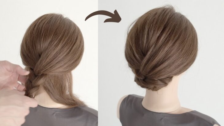 [Medium Hair Updo] Perfect Hairstyles for Weddings & Parties | Easy Rope Braid & Braid Low Bun