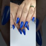 Royal blue hard structure gel oval dual form nail extensions