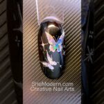 Sparkle Holo Silvery Butterflies Nail Art with Foil Transfer over Semi-Gel Sticky Stamping Polish