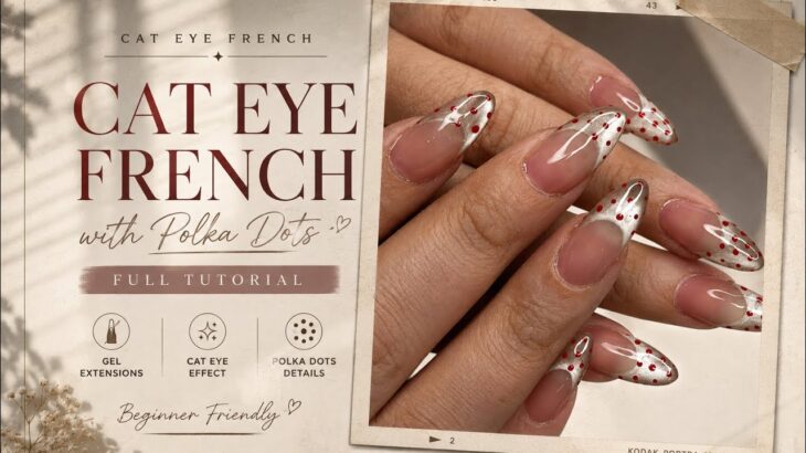 Cat Eye French Nail Tutorial| Gel Extensions Step by Step | Easy Dot Nail Art| Khushi’s Art Gallery