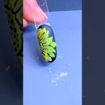 Chrome Green Flower Stamping Nail Art with Chrome Semi-Gel Stamping Polish and Dry-Coloring Pigment